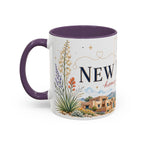 New Mexico State Map Mug | Desert Scenery, Yucca Flower Accent Coffee Cup
