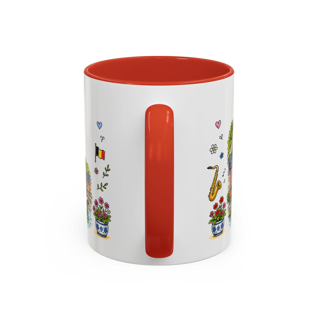 Dinant Illustrated Travel Mug | Belgium Souvenir Accent Coffee Mug | 11oz 15oz Ceramic Cup