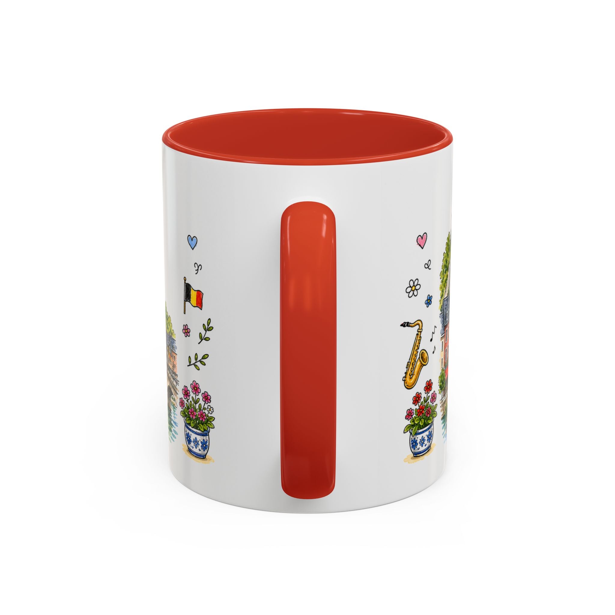 Dinant Illustrated Travel Mug | Belgium Souvenir Accent Coffee Mug | 11oz 15oz Ceramic Cup