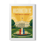 Washington DC White House United States Framed Poster | Vintage Travel Wall Art | Black Walnut White Frame | 16x24 20x30