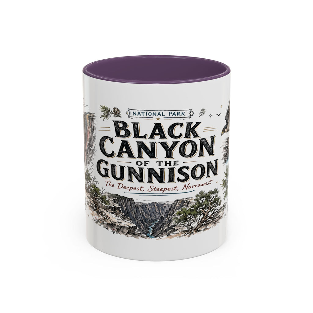 Black Canyon of the Gunnison National Park Coffee Mug | Colorado Deep Canyon Hiking Gift | Accent Color Ceramic 11oz 15oz