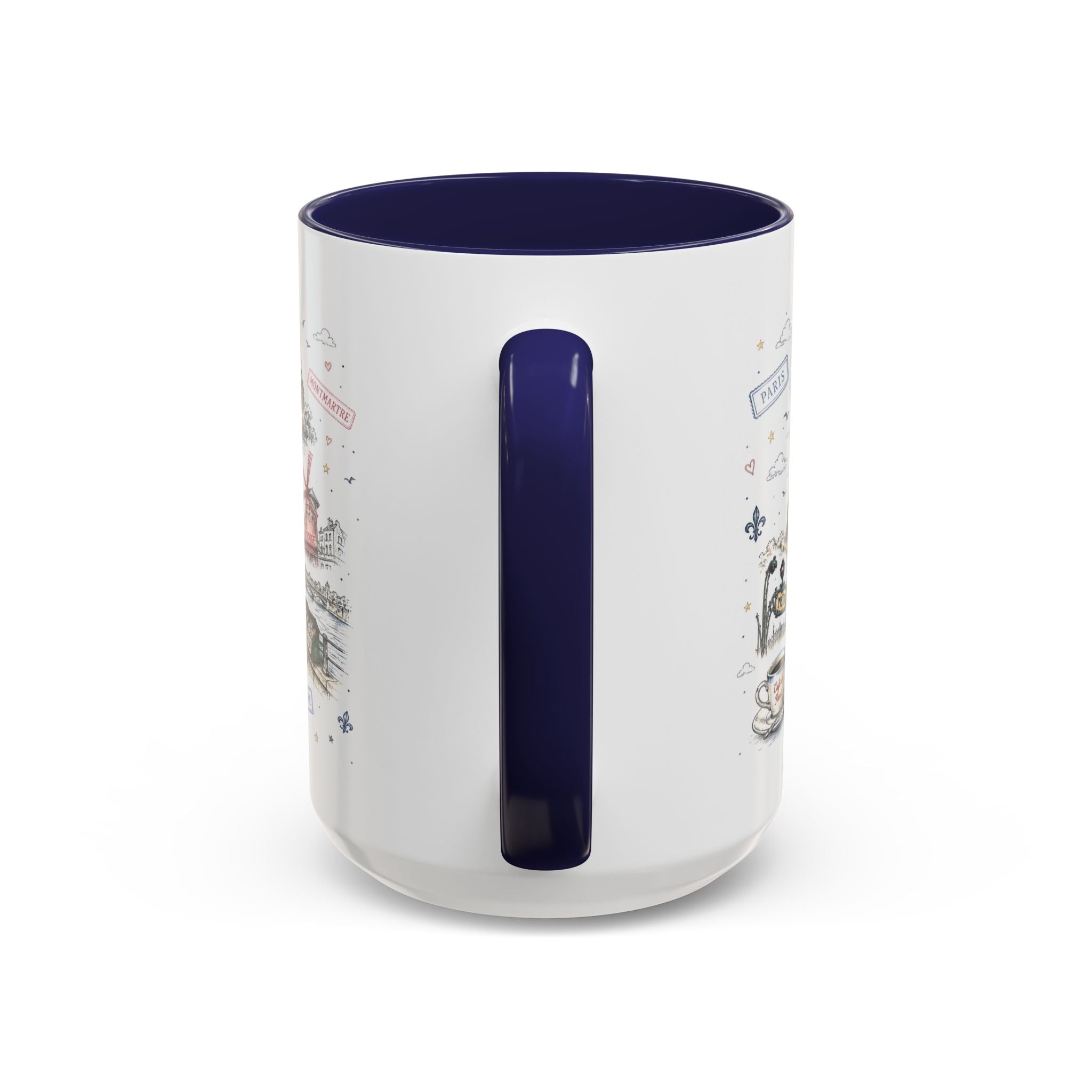 Paris Coffee Mug | France Souvenir Travel Gift | Accent Color Ceramic 11oz 15oz