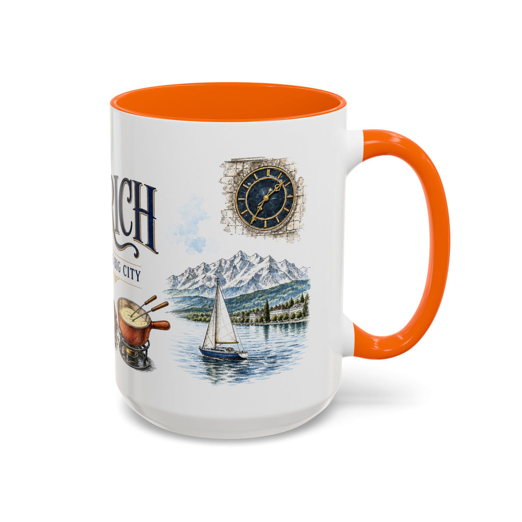 Zurich Coffee Mug | Switzerland Travel Souvenir | Vintage Illustrated City Gift | 11 oz 15 oz Accent Mug