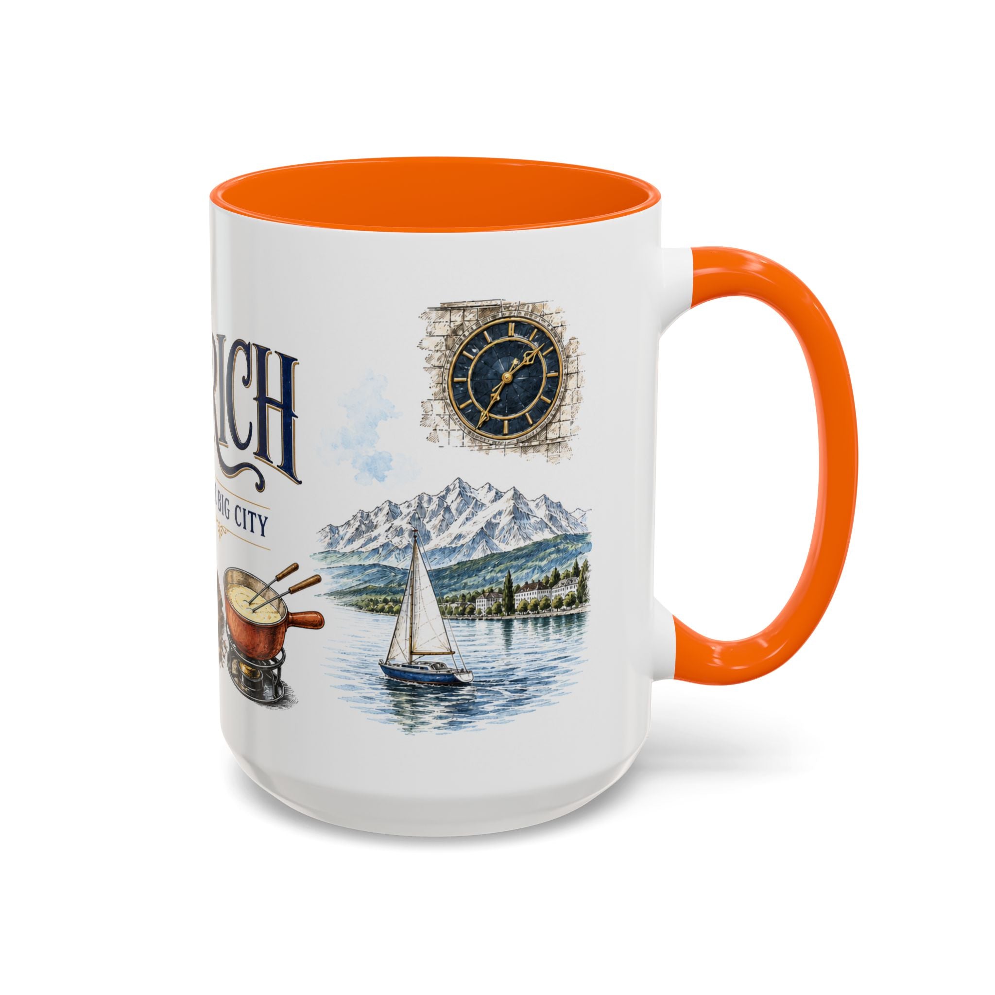 Zurich Coffee Mug | Switzerland Travel Souvenir | Vintage Illustrated City Gift | 11 oz 15 oz Accent Mug