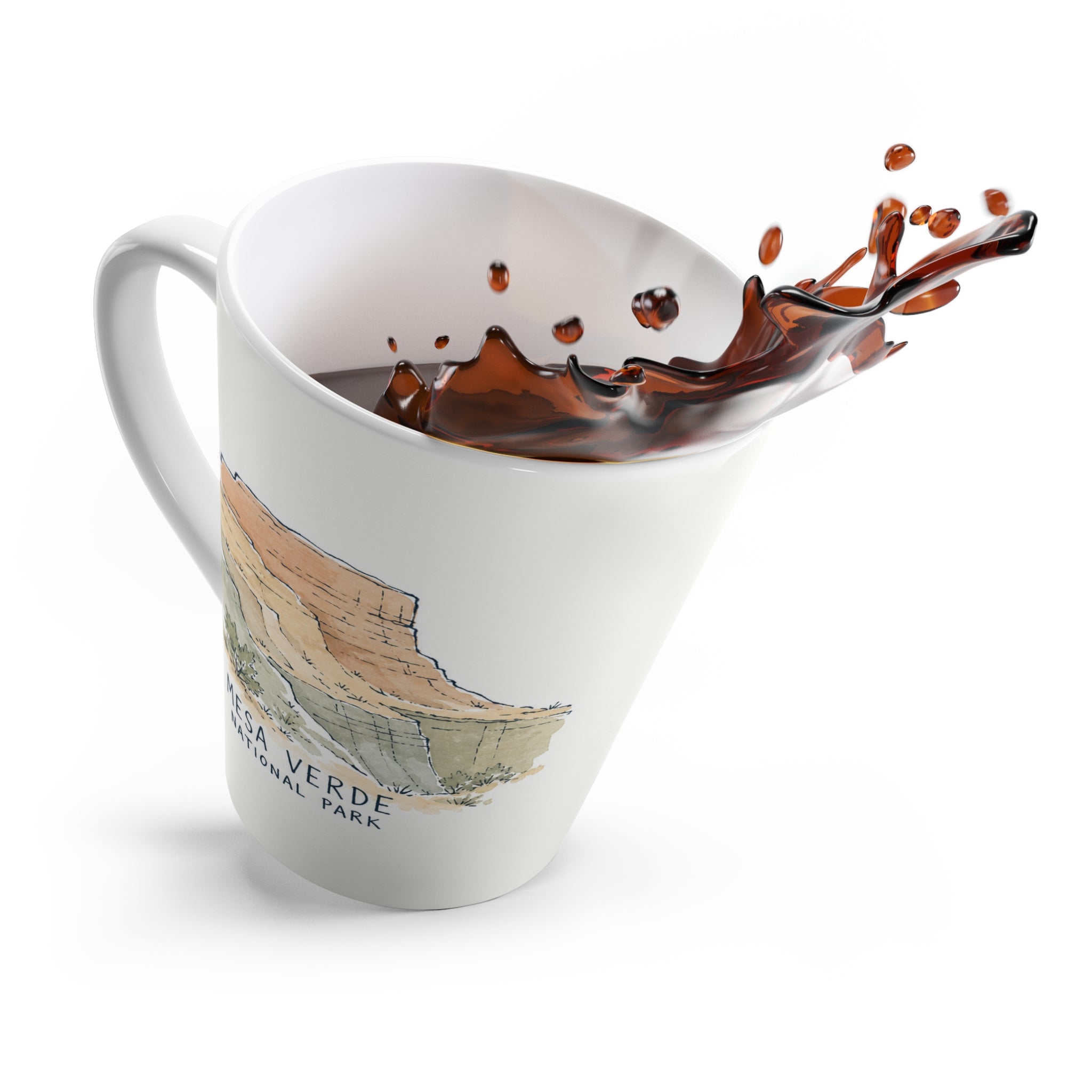 Mesa Verde National Park Latte Mug | Pastel Watercolor Nature Coffee Cup | 12 oz Travel Souvenir Gift