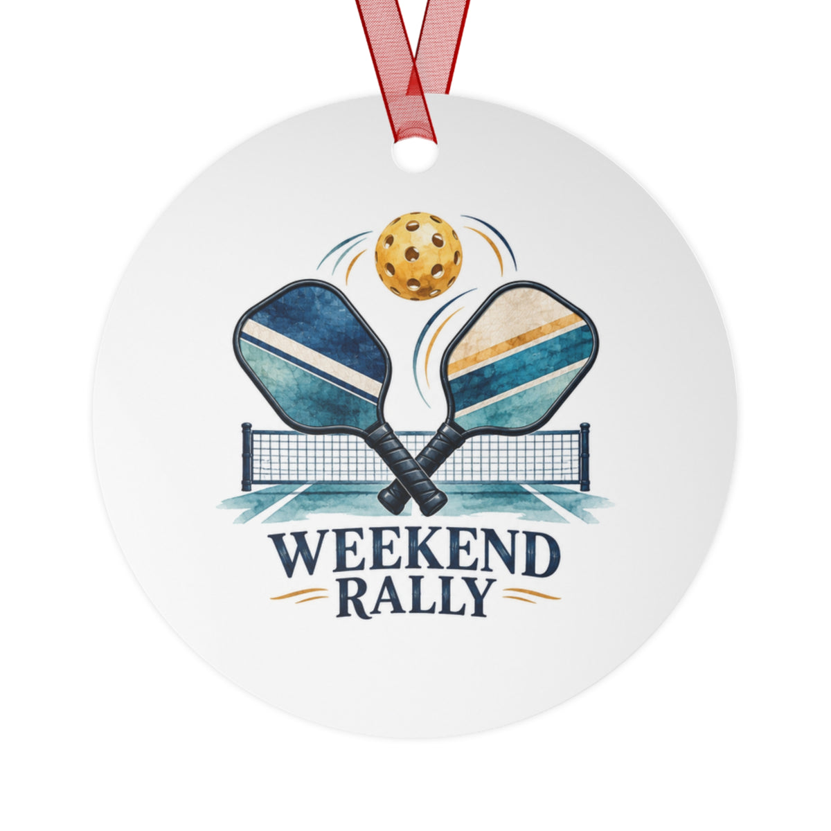 Weekend Rally Pickleball Round Metal Ornament | Sports Gift