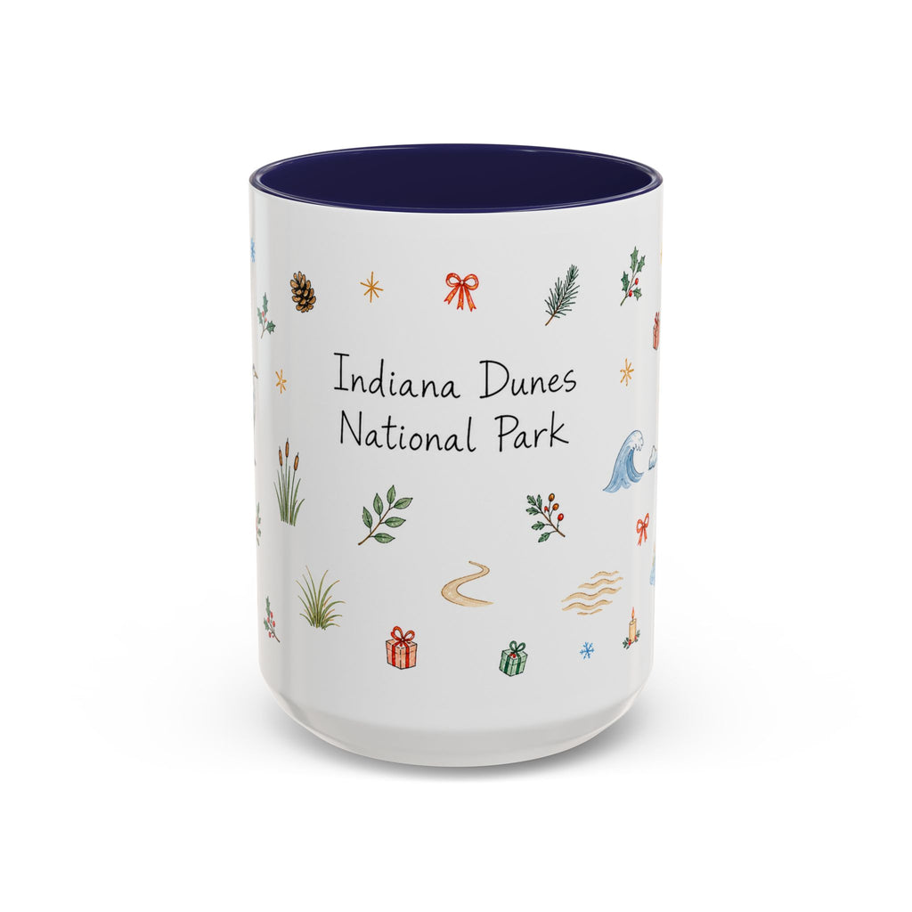 Indiana Dunes National Park Christmas Mug | Watercolor Travel Souvenir | Holiday Gift | Accent Ceramic Coffee Cup 11oz 15oz