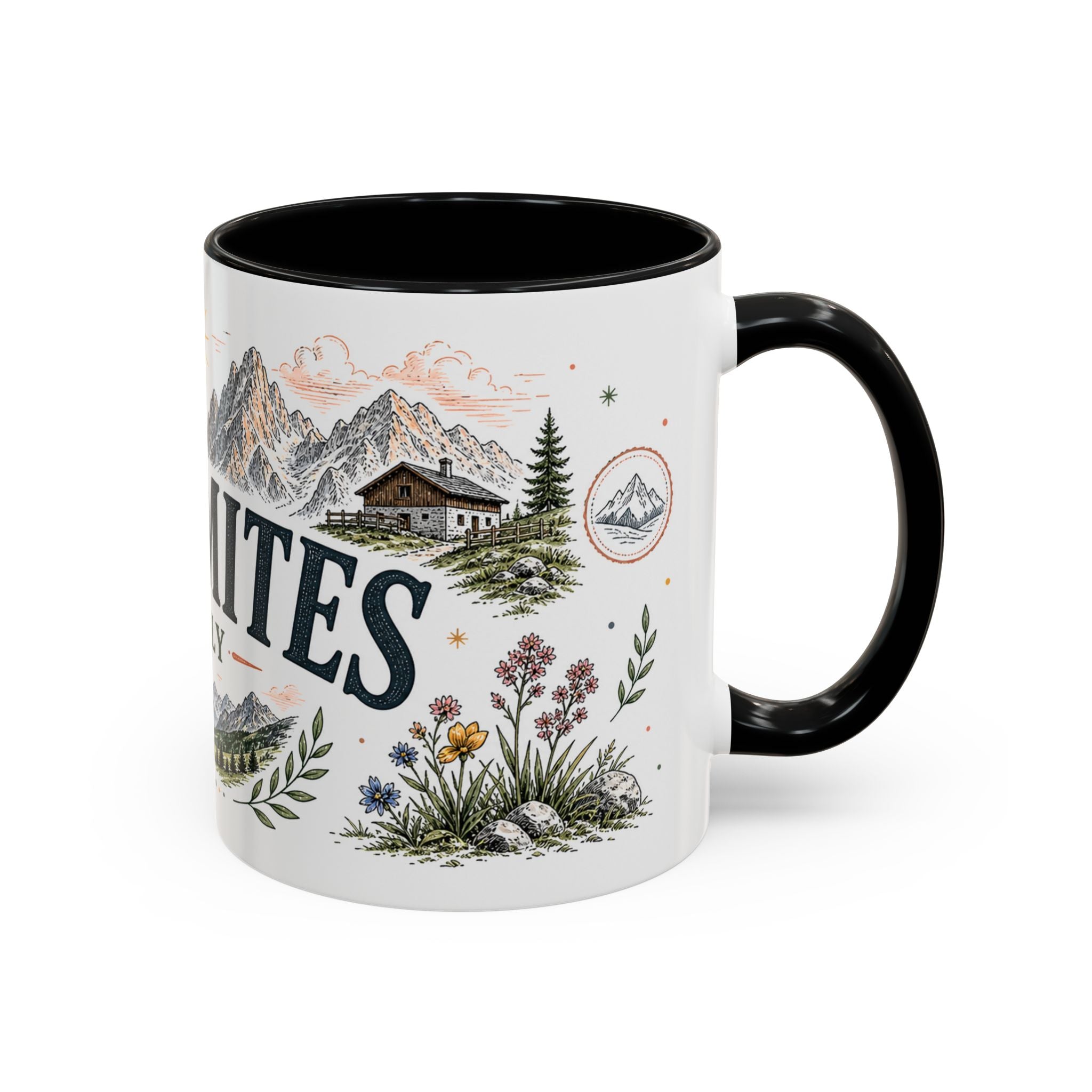 Dolomites Coffee Mug | Travel Destination Souvenir Gift | Accent Color Ceramic 11oz 15oz