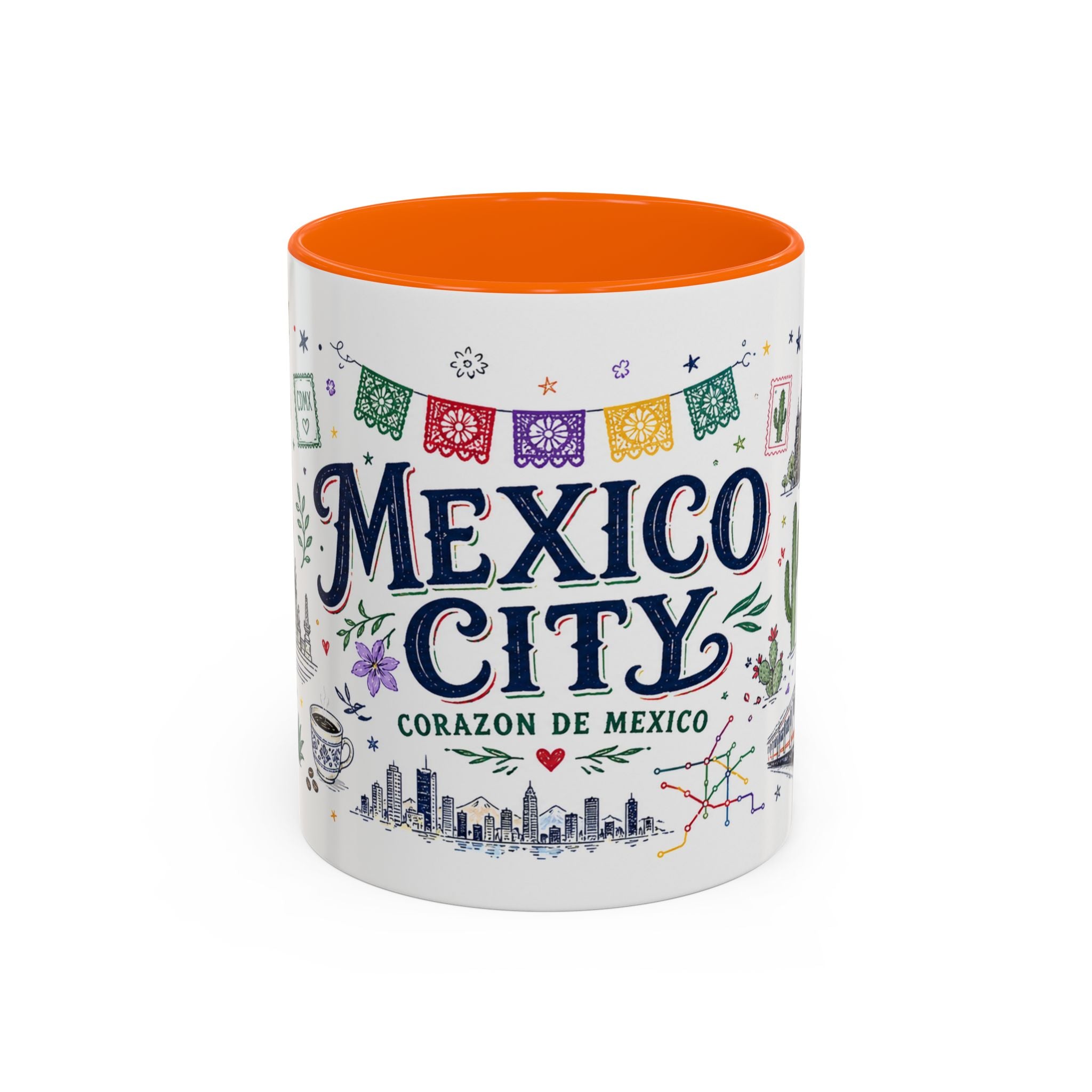 Mexico City Coffee Mug | Mexico Souvenir Travel Gift | Accent Color Ceramic 11oz 15oz