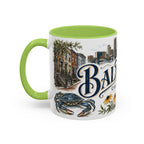 Baltimore Coffee Mug | United States Travel Souvenir | Vintage Illustrated City Gift | 11 oz 15 oz Accent Mug