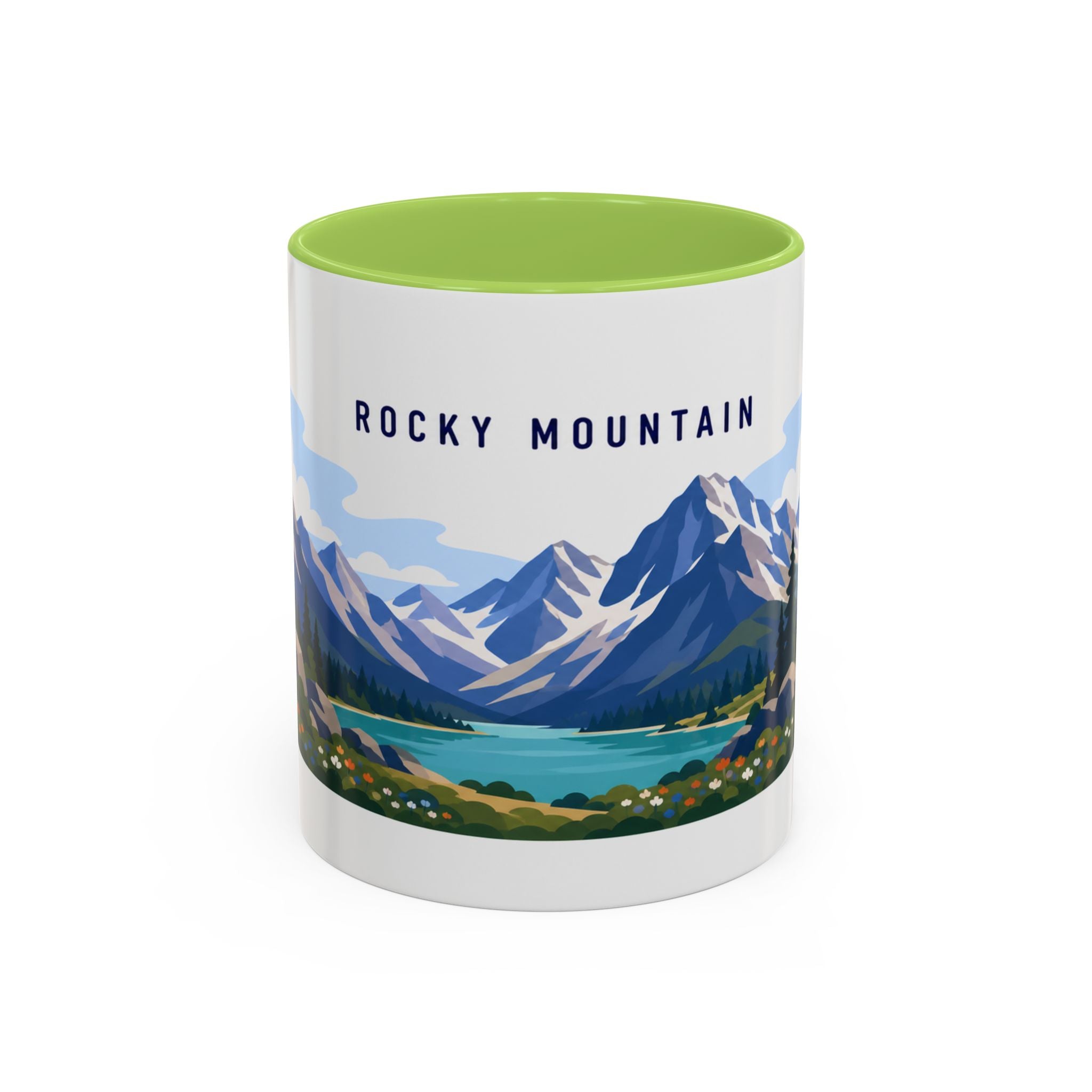 Rocky Mountain National Park Coffee Mug | Solid Color Block Park Souvenir | 11oz 15oz Accent Mug