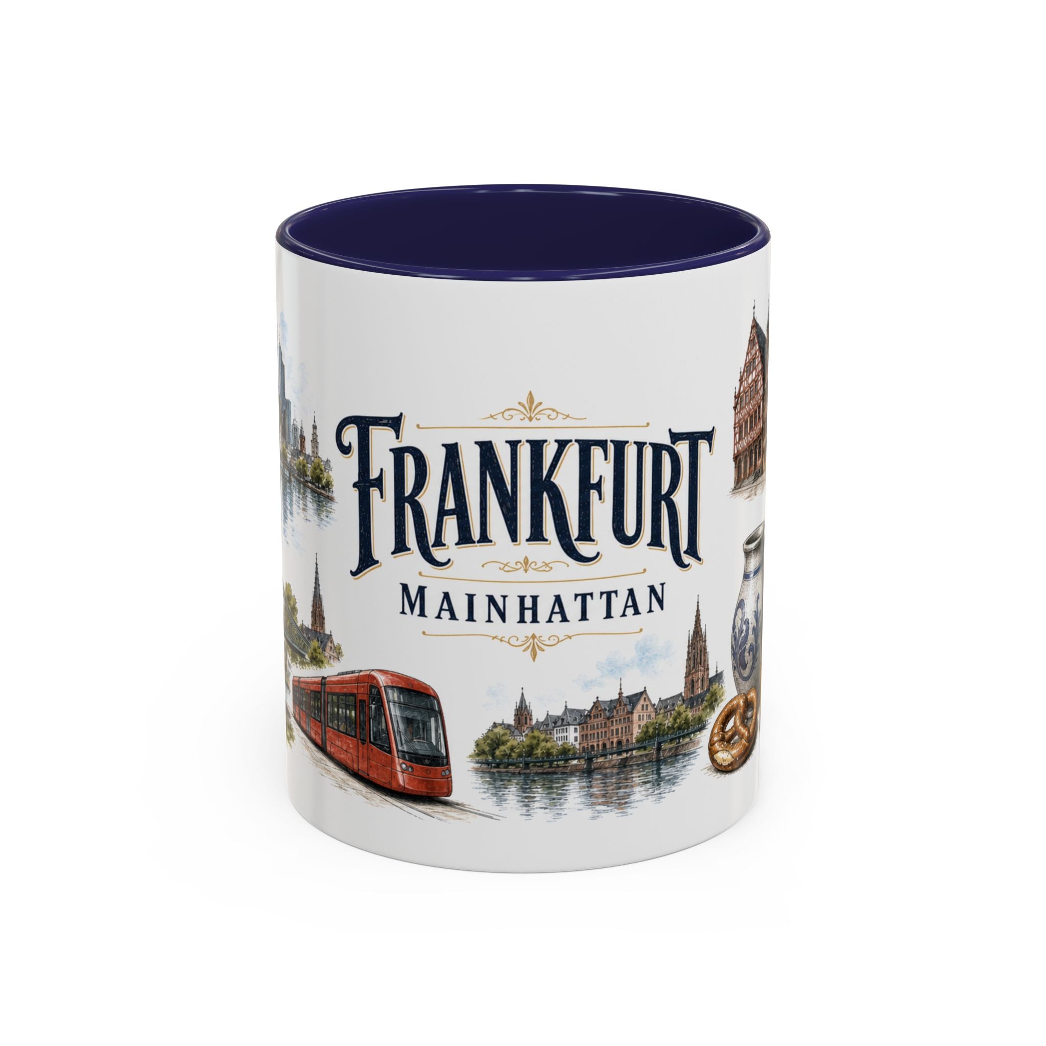 Frankfurt Coffee Mug | Germany Travel Souvenir | Vintage Illustrated City Gift | 11 oz 15 oz Accent Mug