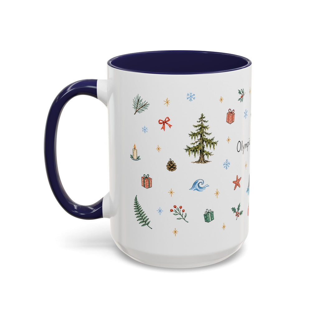 Olympic National Park Christmas Mug | Watercolor Travel Souvenir | Holiday Gift | Accent Ceramic Coffee Cup 11oz 15oz