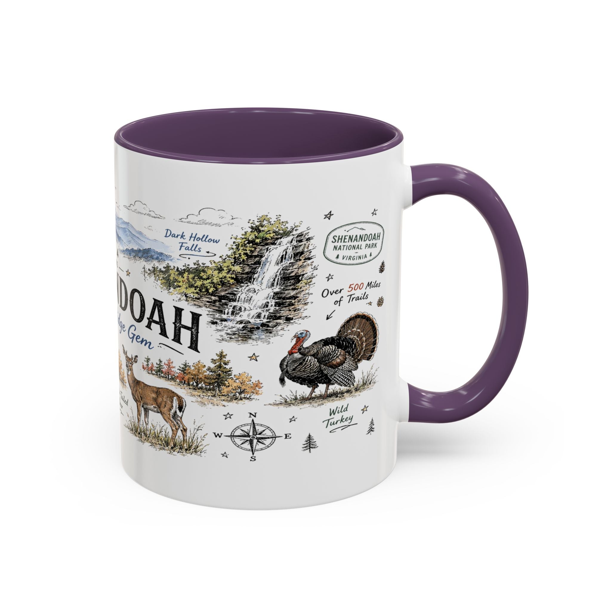 Shenandoah National Park Coffee Mug | Virginia Blue Ridge Hiking Autumn Gift | Accent Color Ceramic 11oz 15oz