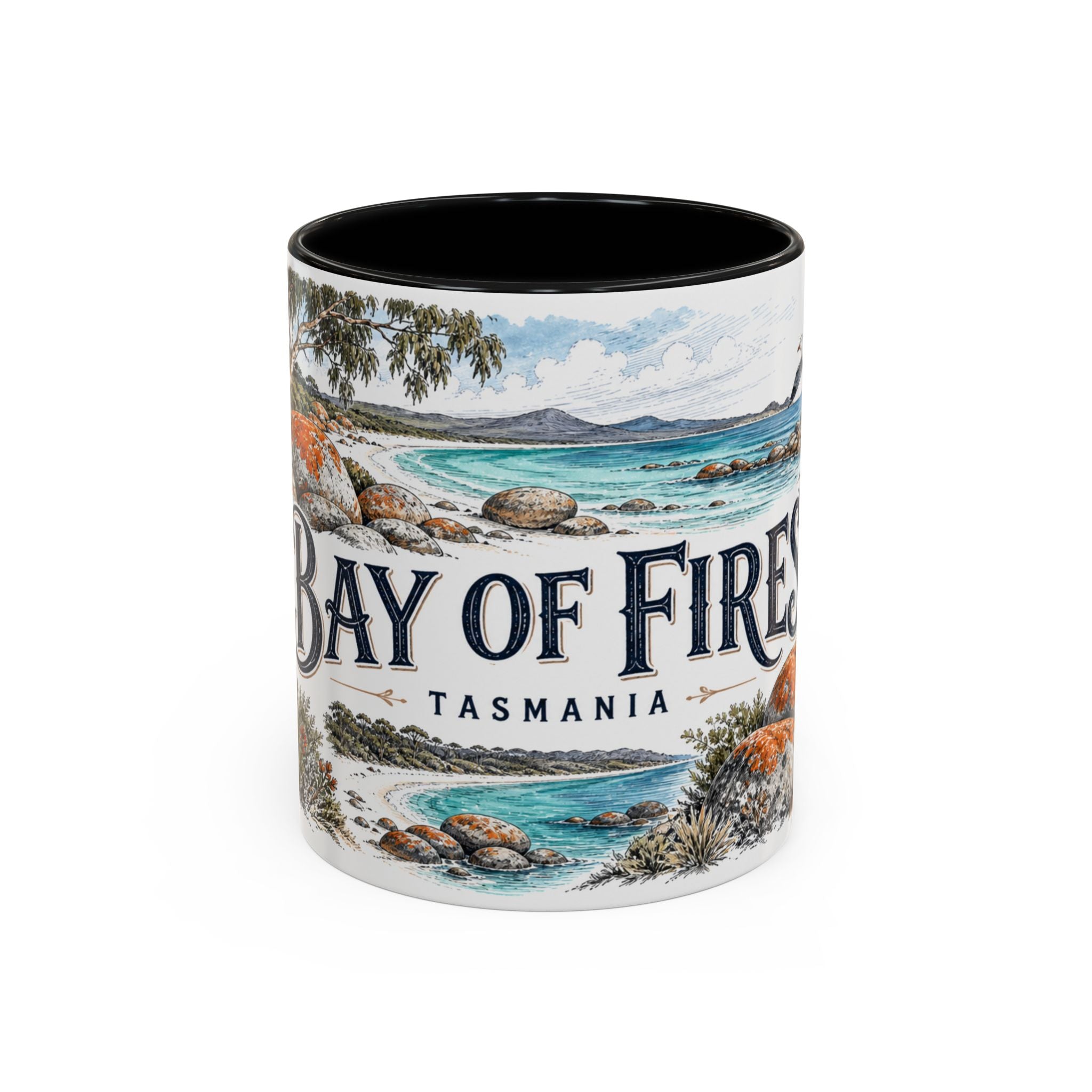 Bay of Fires Mug, Tasmania Travel Souvenir, Bucket List Gift, Accent Ceramic Coffee Mug 11oz 15oz
