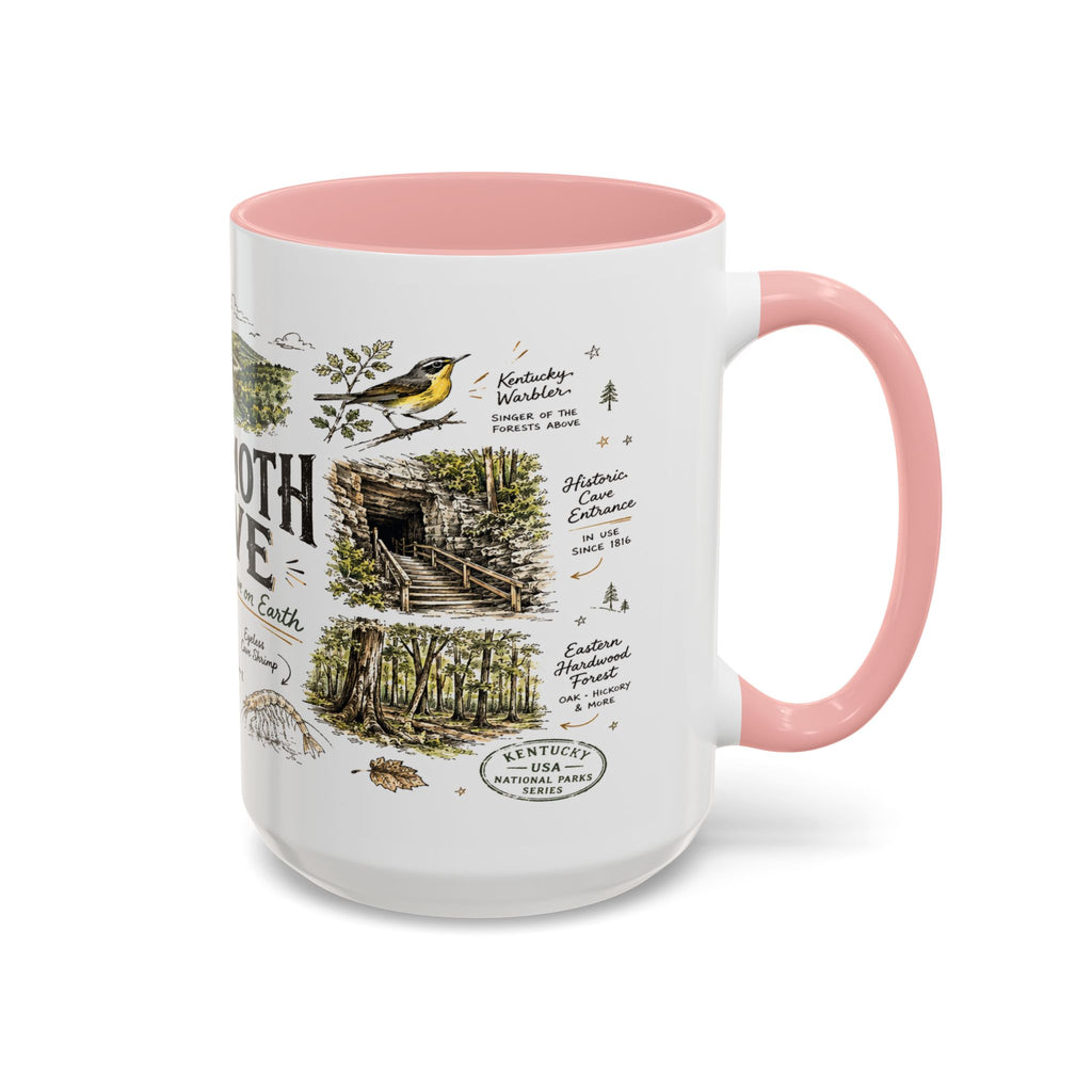 Mammoth Cave National Park Coffee Mug | Kentucky Cave Exploration Hiking Gift | Accent Color Ceramic 11oz 15oz