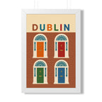 Dublin Georgian Doors Ireland Framed Poster | Vintage Travel Wall Art | Black Walnut White Frame | 16x24 20x30
