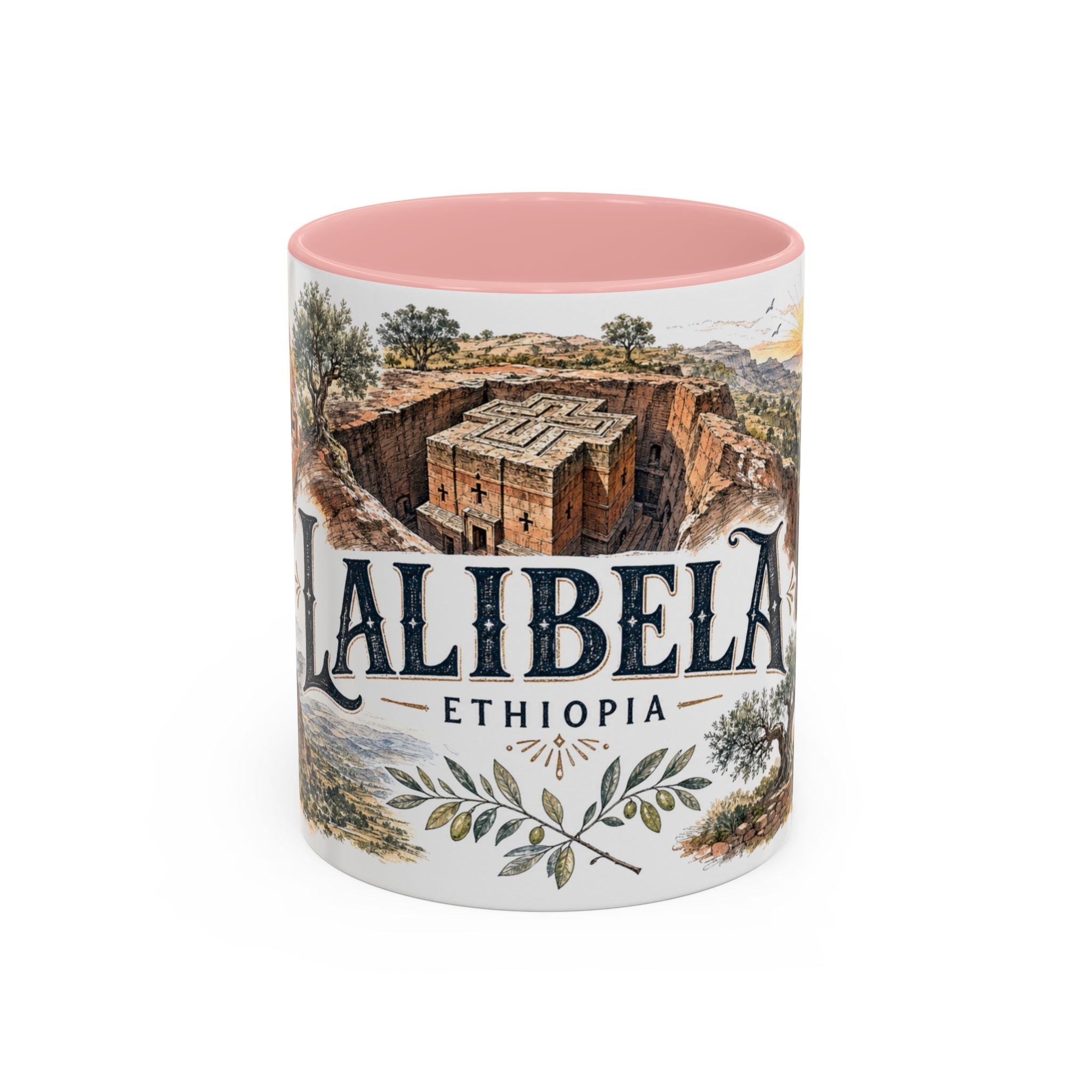 Lalibela Mug, Ethiopia Travel Souvenir, Bucket List Gift, Accent Ceramic Coffee Mug 11oz 15oz