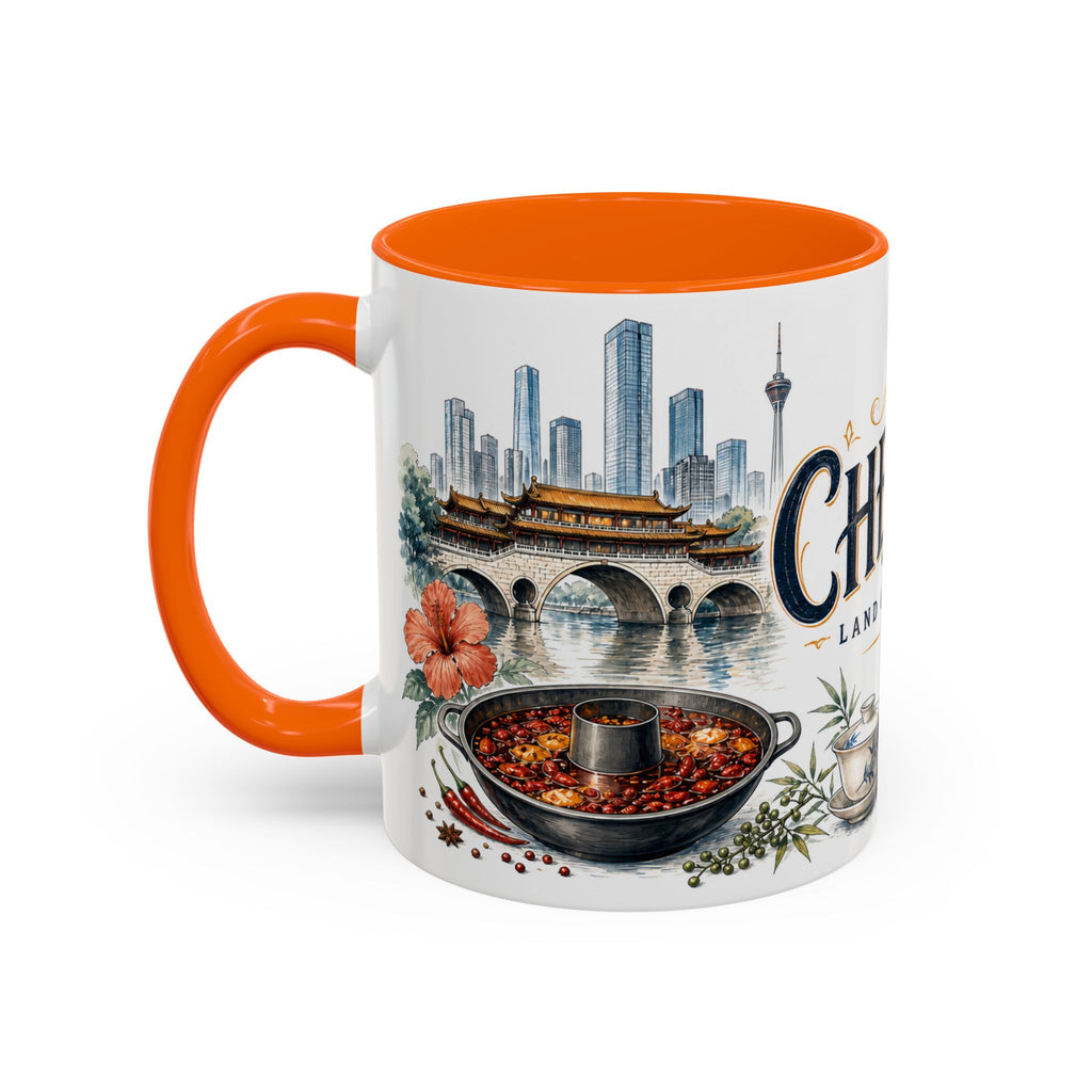 Chengdu Coffee Mug | China Travel Souvenir | Vintage Illustrated City Gift | 11 oz 15 oz Accent Mug