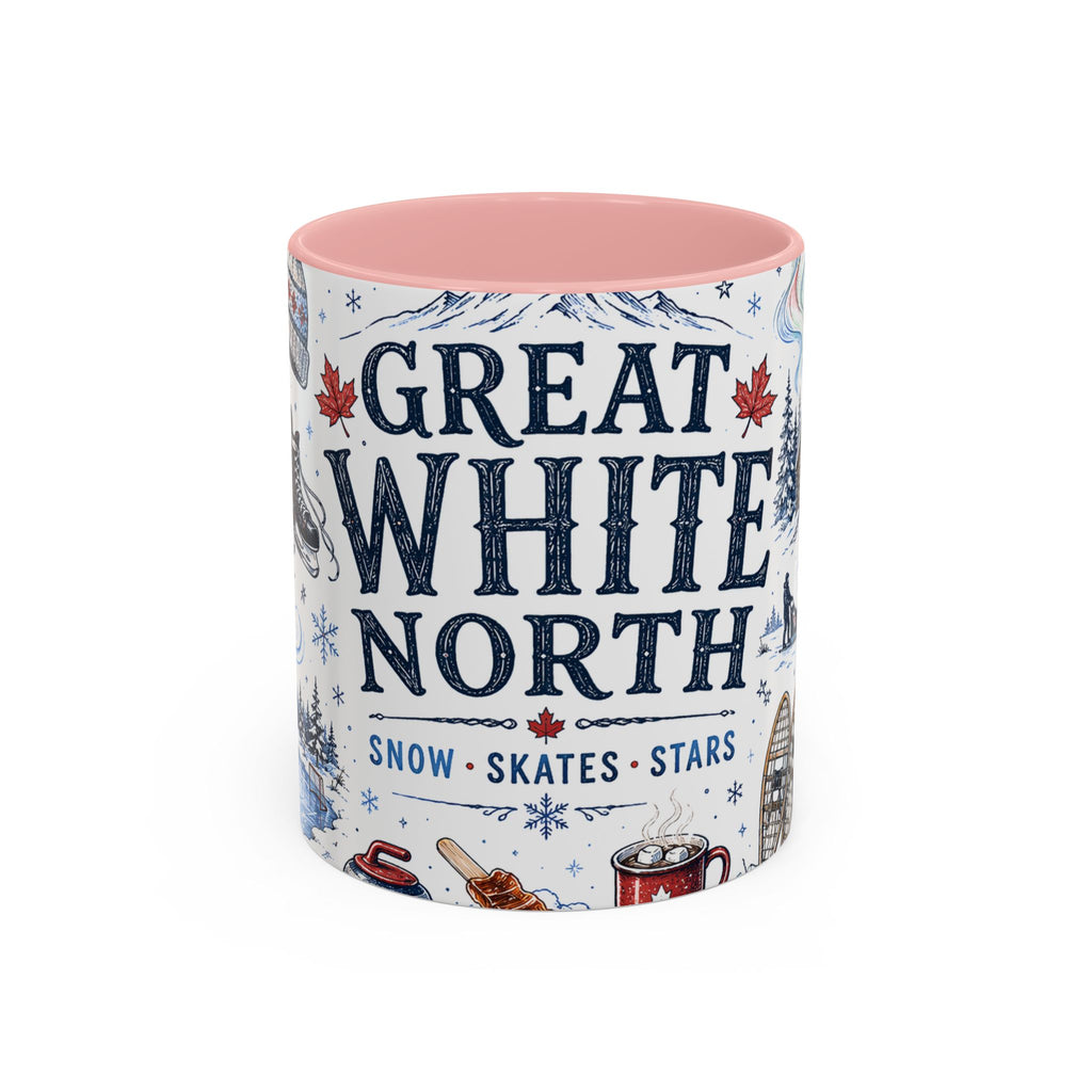 Great White North Coffee Mug | Canadian Pride Gift | Accent Color Ceramic 11oz 15oz