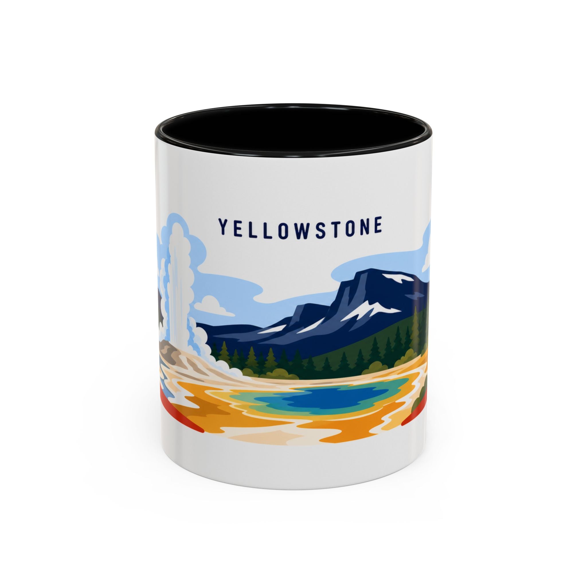 Yellowstone Coffee Mug | Travel Destination Souvenir Gift | Accent Color Ceramic 11oz 15oz