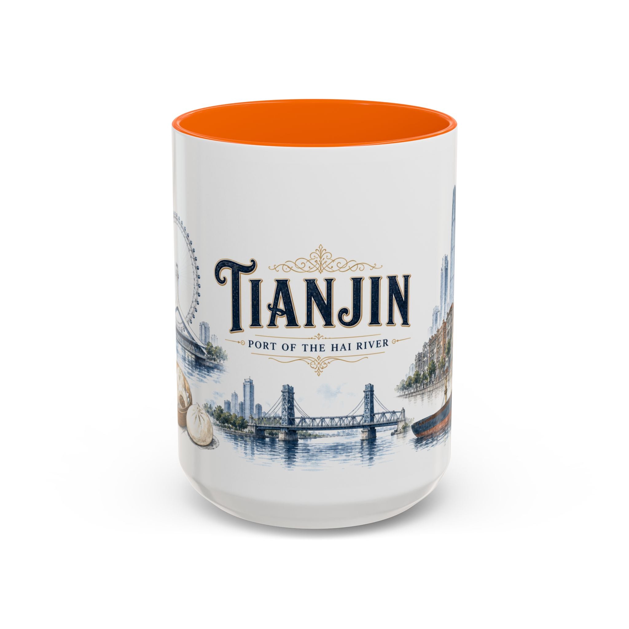 Tianjin Coffee Mug | China Travel Souvenir | Vintage Illustrated City Gift | 11 oz 15 oz Accent Mug