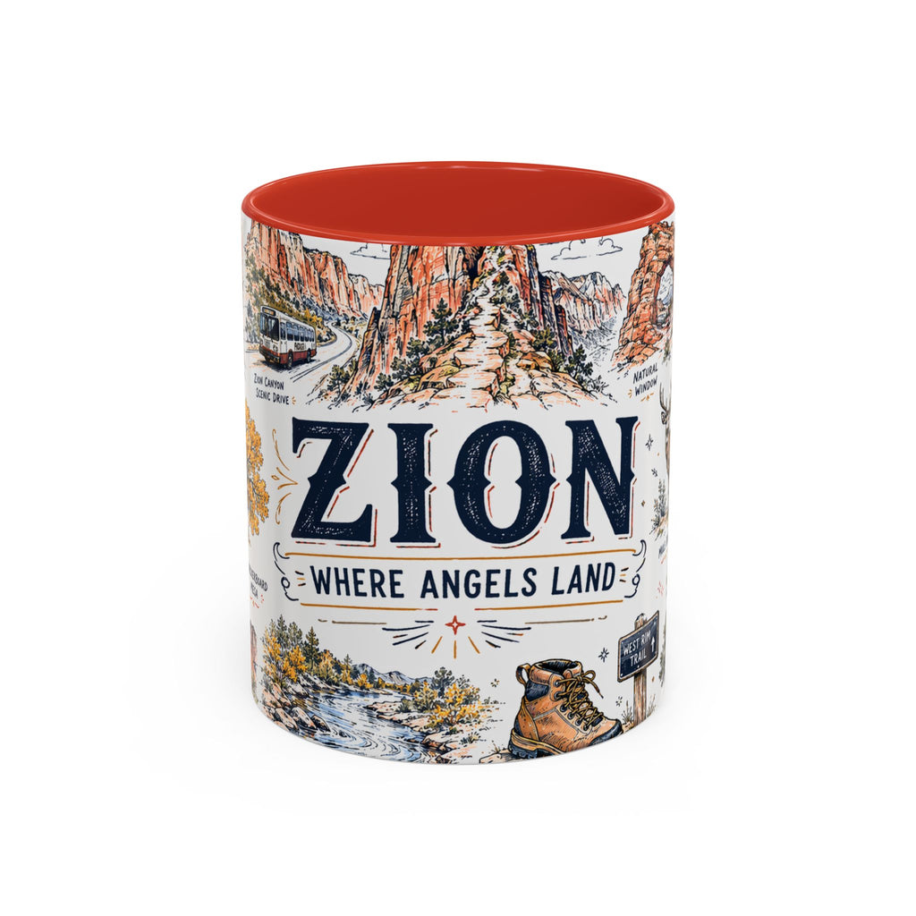 Zion National Park Coffee Mug | Hiking Camping Nature Gift | Accent Color Ceramic 11oz 15oz