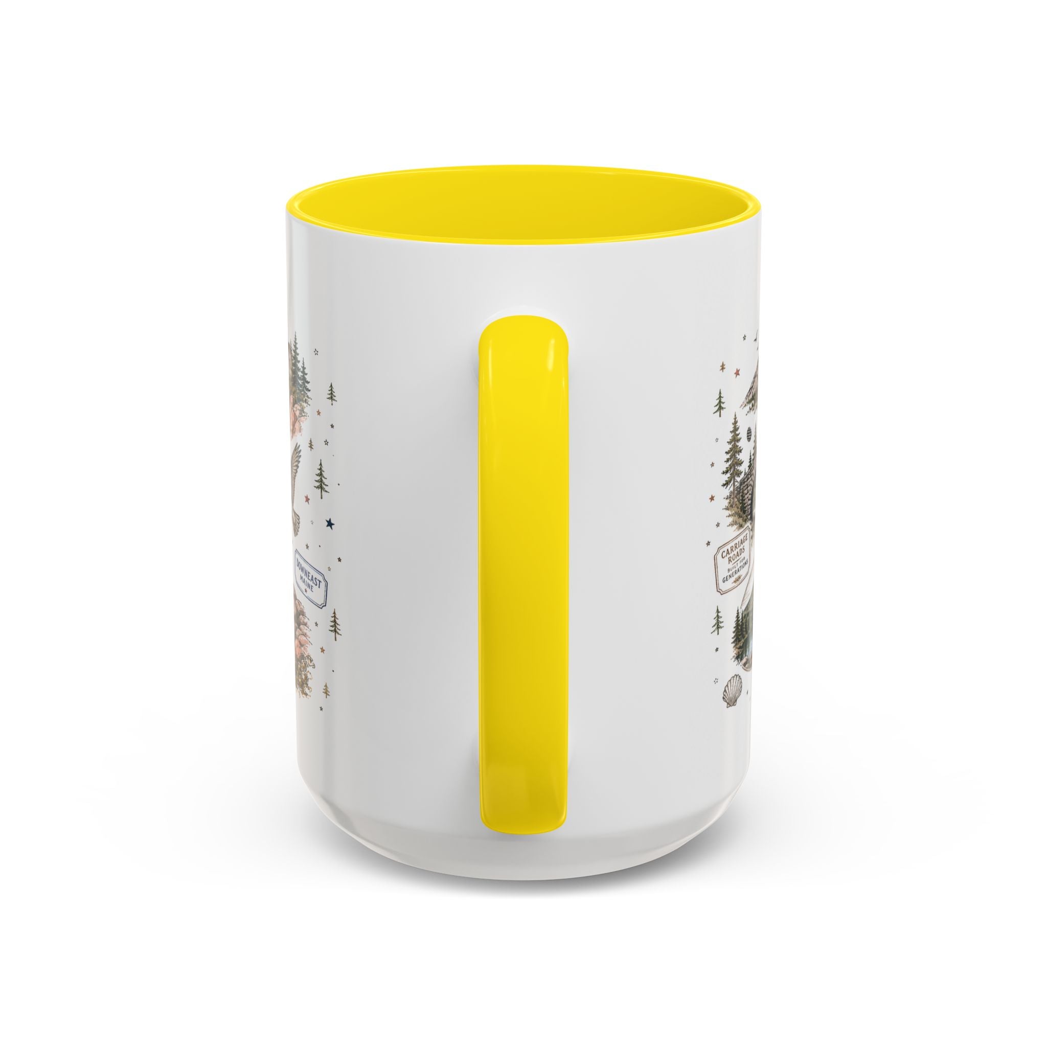 Acadia Coffee Mug | National Park Hiking Coastal Gift | Accent Color Ceramic 11oz 15oz