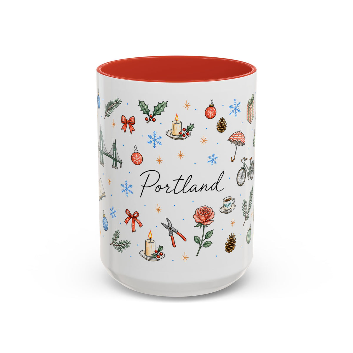 Portland Christmas Watercolor Mug | City Souvenir Coffee Cup (11oz 15oz)