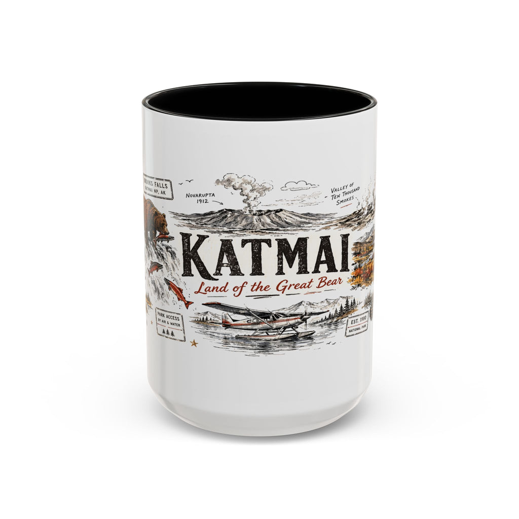 Katmai National Park Coffee Mug | Alaska Bear Watching Wildlife Gift | Accent Color Ceramic 11oz 15oz