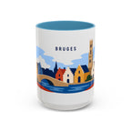 Bruges Coffee Mug | Travel Destination Souvenir Gift | Accent Color Ceramic 11oz 15oz