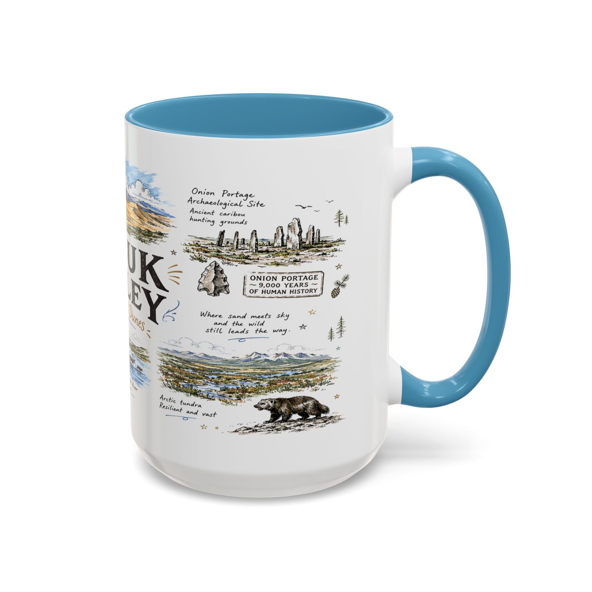 Kobuk Valley National Park Coffee Mug | Alaska Arctic Sand Dunes Gift | Accent Color Ceramic 11oz 15oz