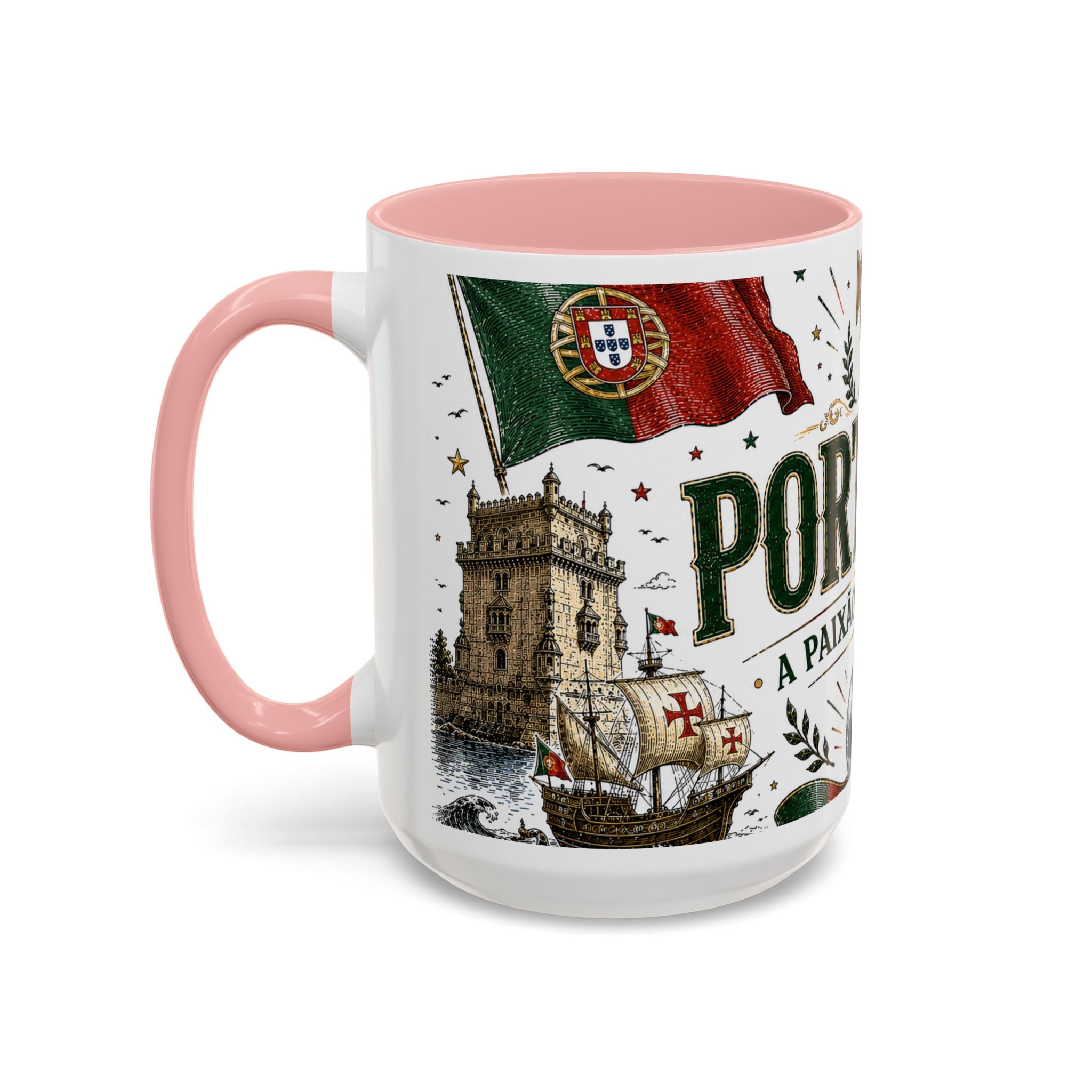 Portugal Soccer Coffee Mug | World Cup Fan Gift | Accent Color Ceramic 11oz 15oz Match Day Cup