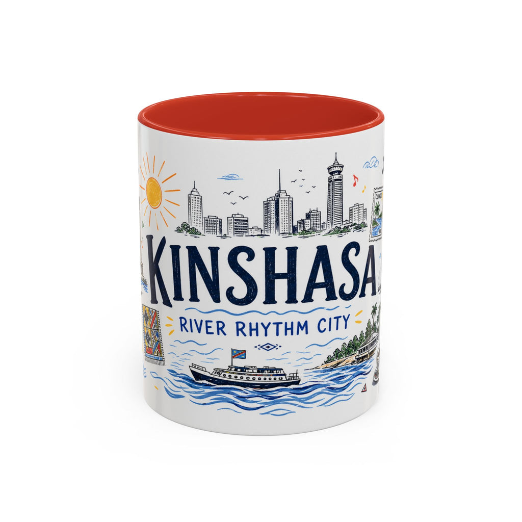 Kinshasa Coffee Mug | DR Congo Souvenir Travel Gift | Accent Color Ceramic 11oz 15oz