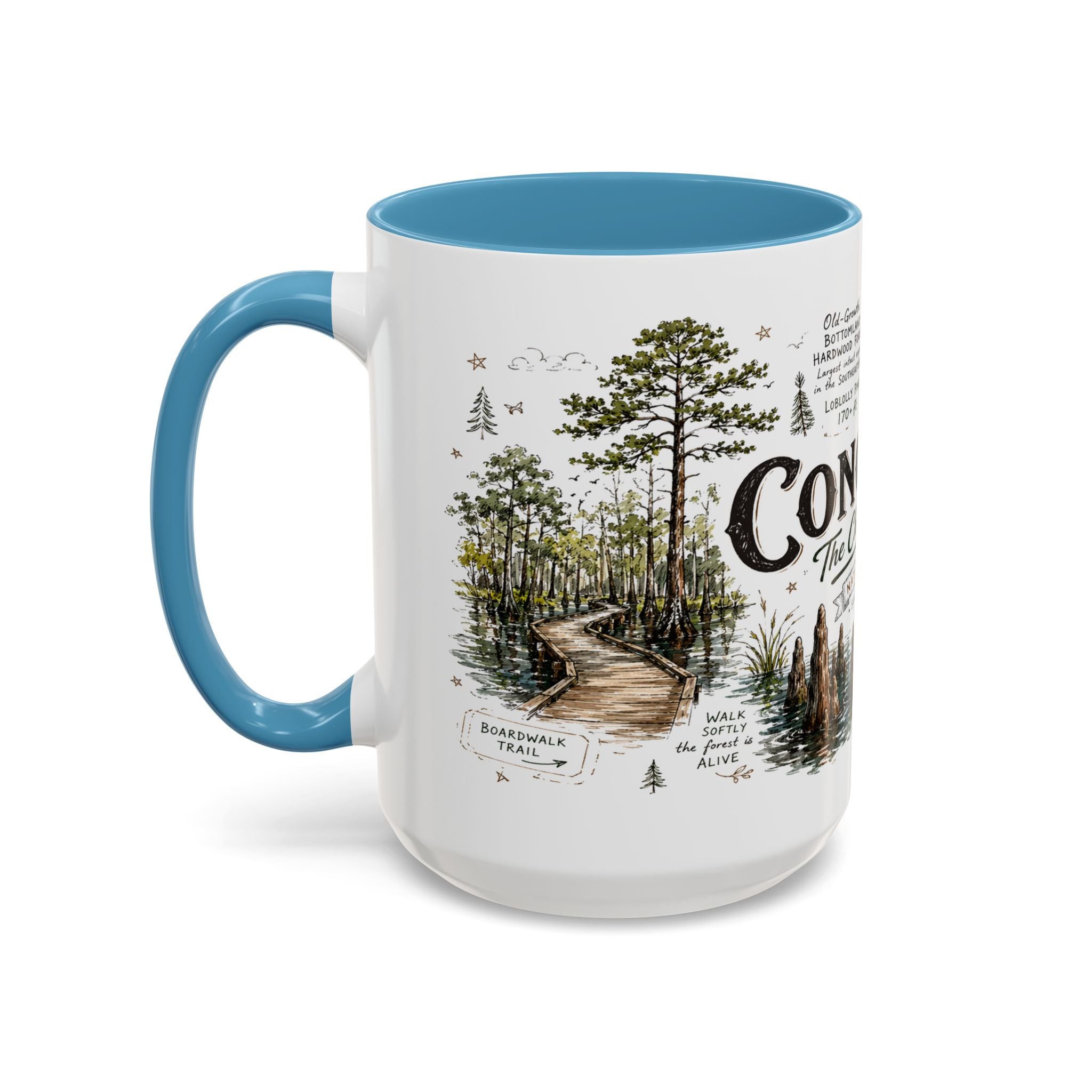 Congaree National Park Coffee Mug | South Carolina Forest Floodplain Gift | Accent Color Ceramic 11oz 15oz