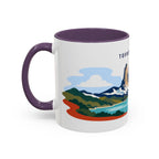 Torres del Paine Coffee Mug | Travel Destination Souvenir Gift | Accent Color Ceramic 11oz 15oz
