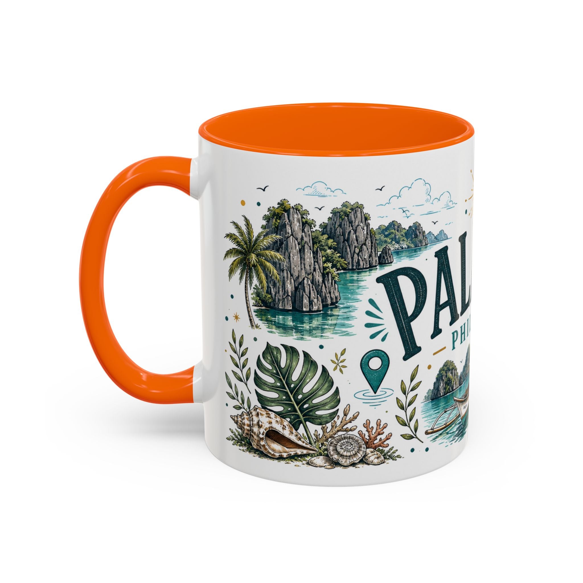 Palawan Coffee Mug | Travel Destination Souvenir Gift | Accent Color Ceramic 11oz 15oz