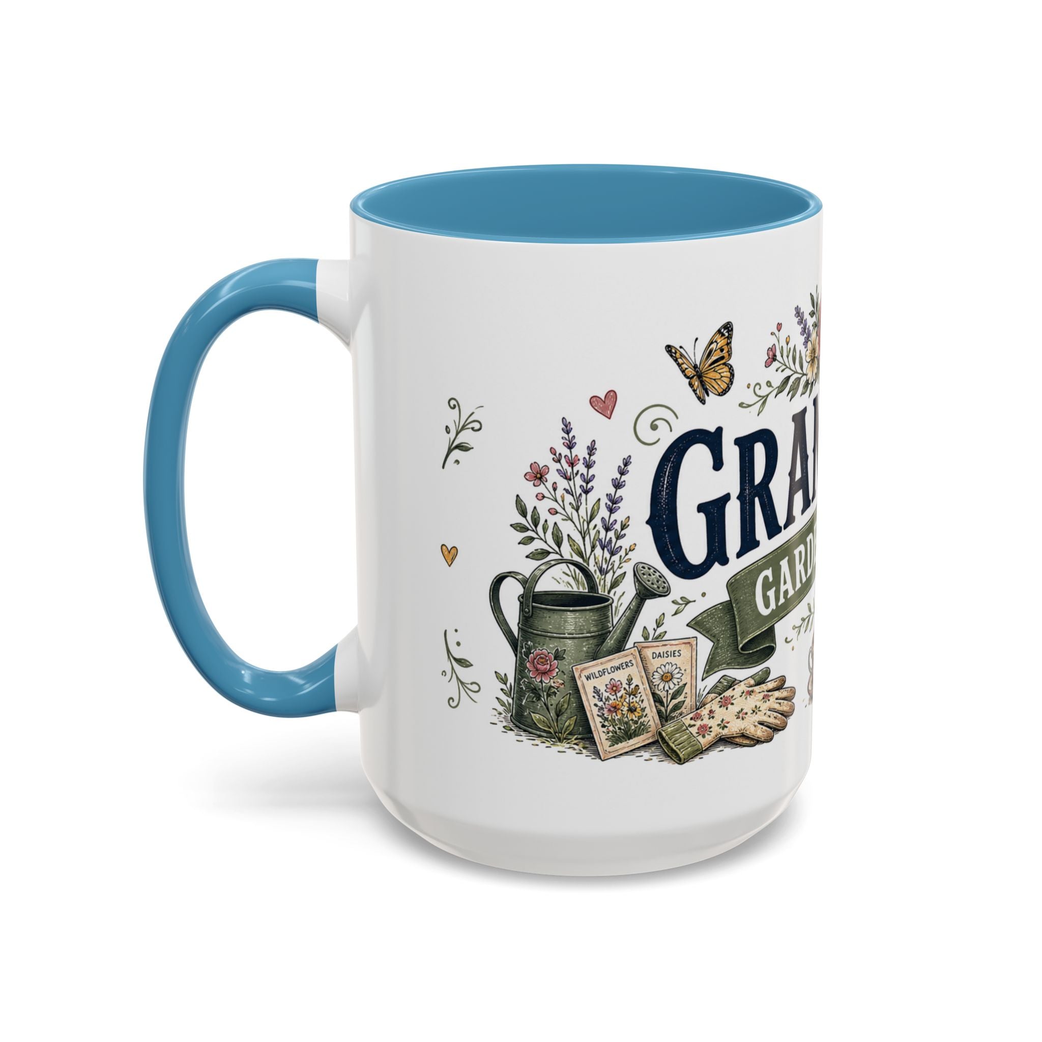 Grandma's Garden Of Love Coffee Mug | Gift From Grandkids | Accent Color Ceramic 11oz 15oz