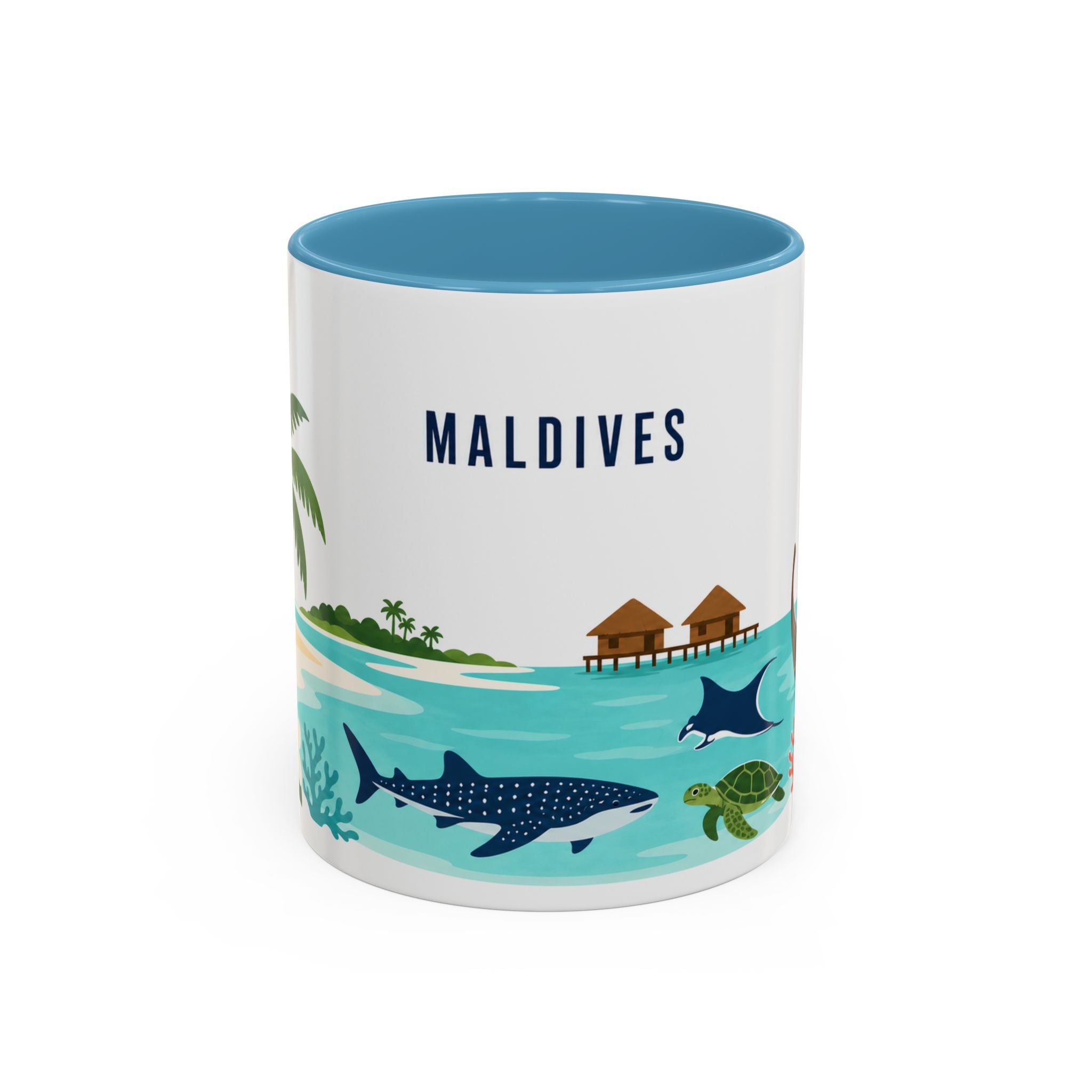 Maldives Coffee Mug | Travel Destination Souvenir Gift | Accent Color Ceramic 11oz 15oz