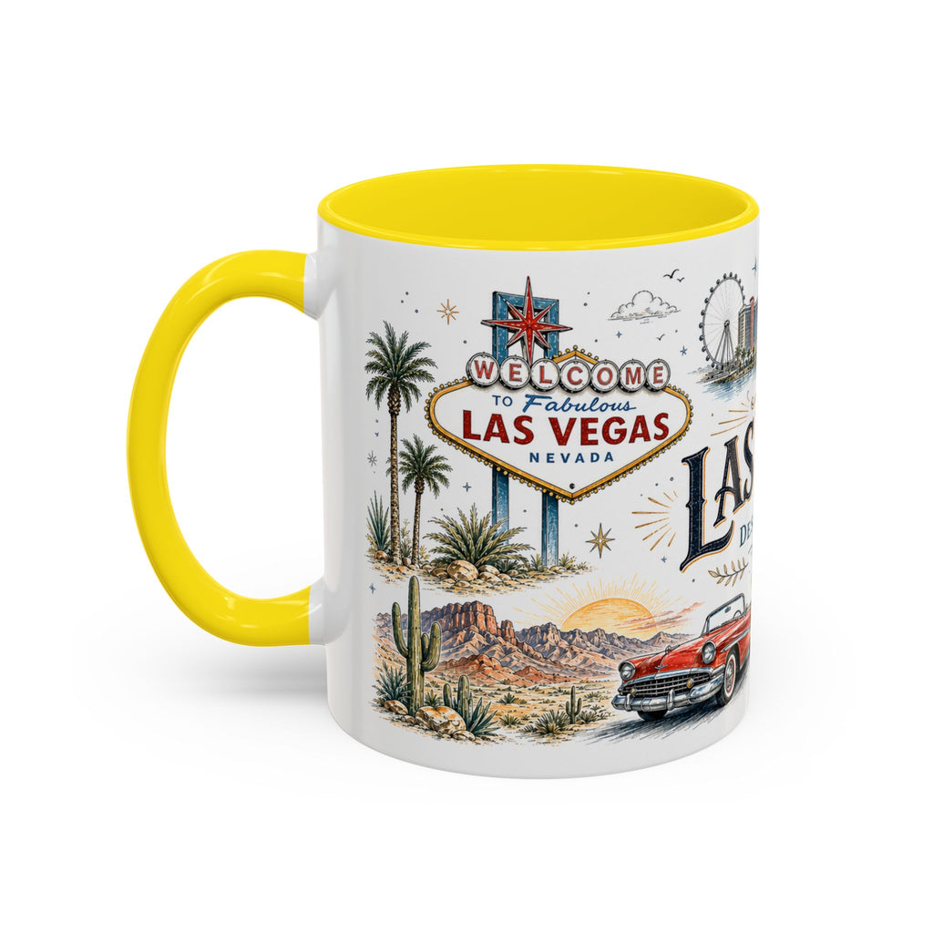Las Vegas Coffee Mug | United States Travel Souvenir | Vintage Illustrated City Gift | 11 oz 15 oz Accent Mug