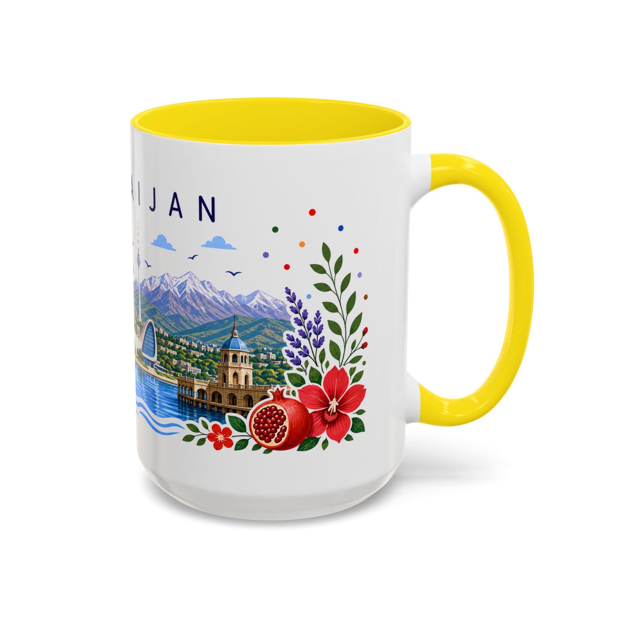 Azerbaijan Coffee Mug | Travel Souvenir Accent Mug | Place Gift Ceramic Cup 11oz 15oz