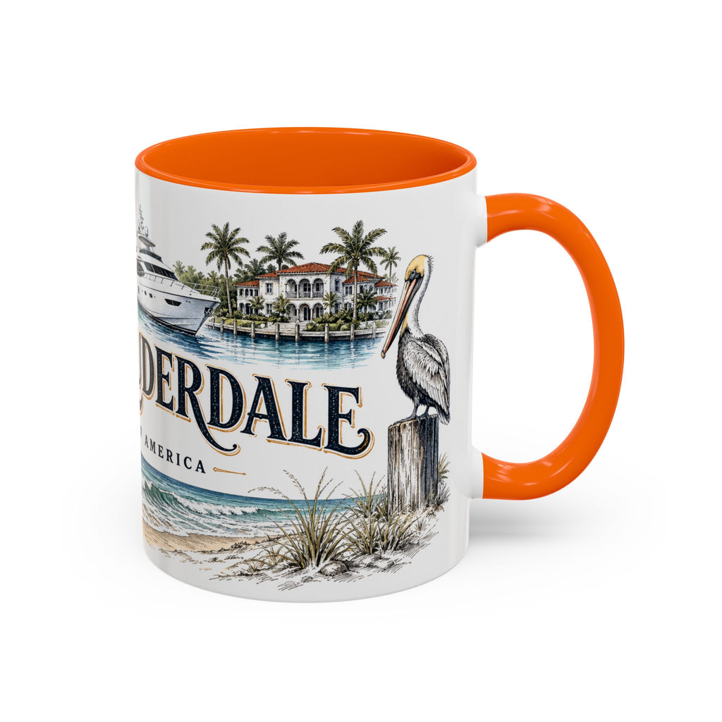 Fort Lauderdale Coffee Mug | United States Travel Souvenir | Vintage Illustrated City Gift | 11 oz 15 oz Accent Mug