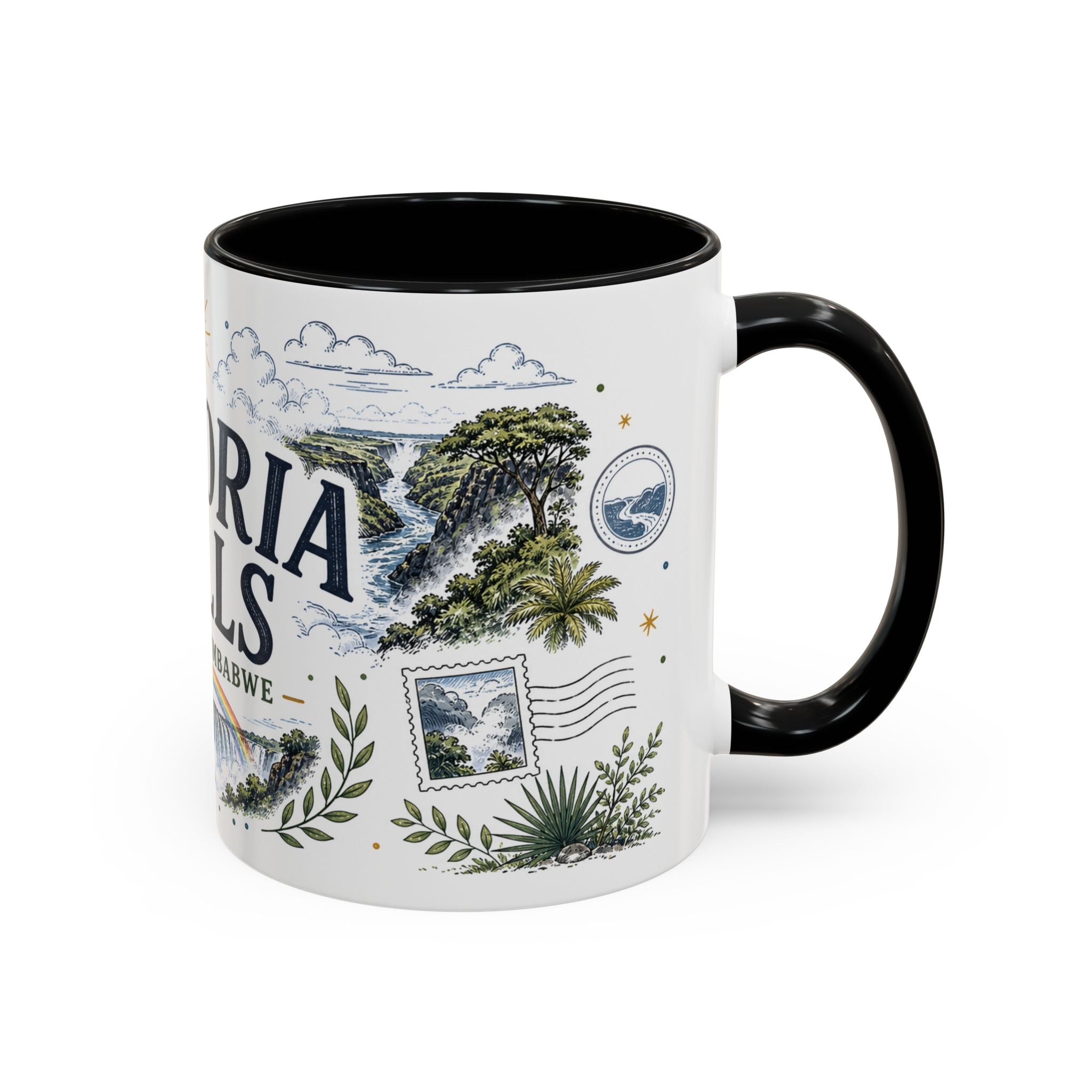 Victoria Falls Coffee Mug | Travel Destination Souvenir Gift | Accent Color Ceramic 11oz 15oz