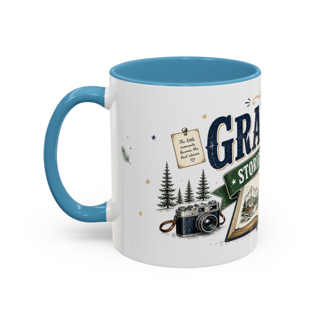 Grandpa's Stories Are The Best Coffee Mug | Gift From Grandkids | Accent Color Ceramic 11oz 15oz