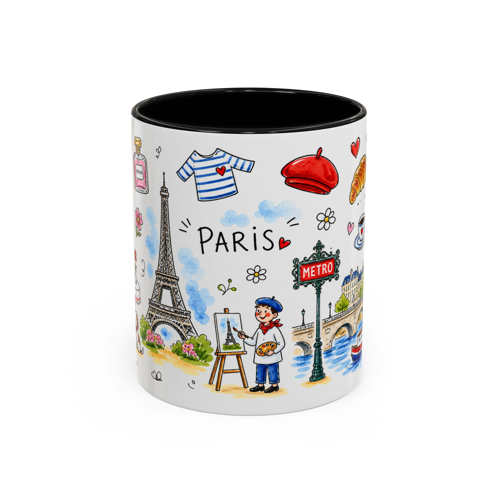 Paris Travel Mug | European City Souvenir Accent Coffee Mug | 11oz 15oz Ceramic Cup