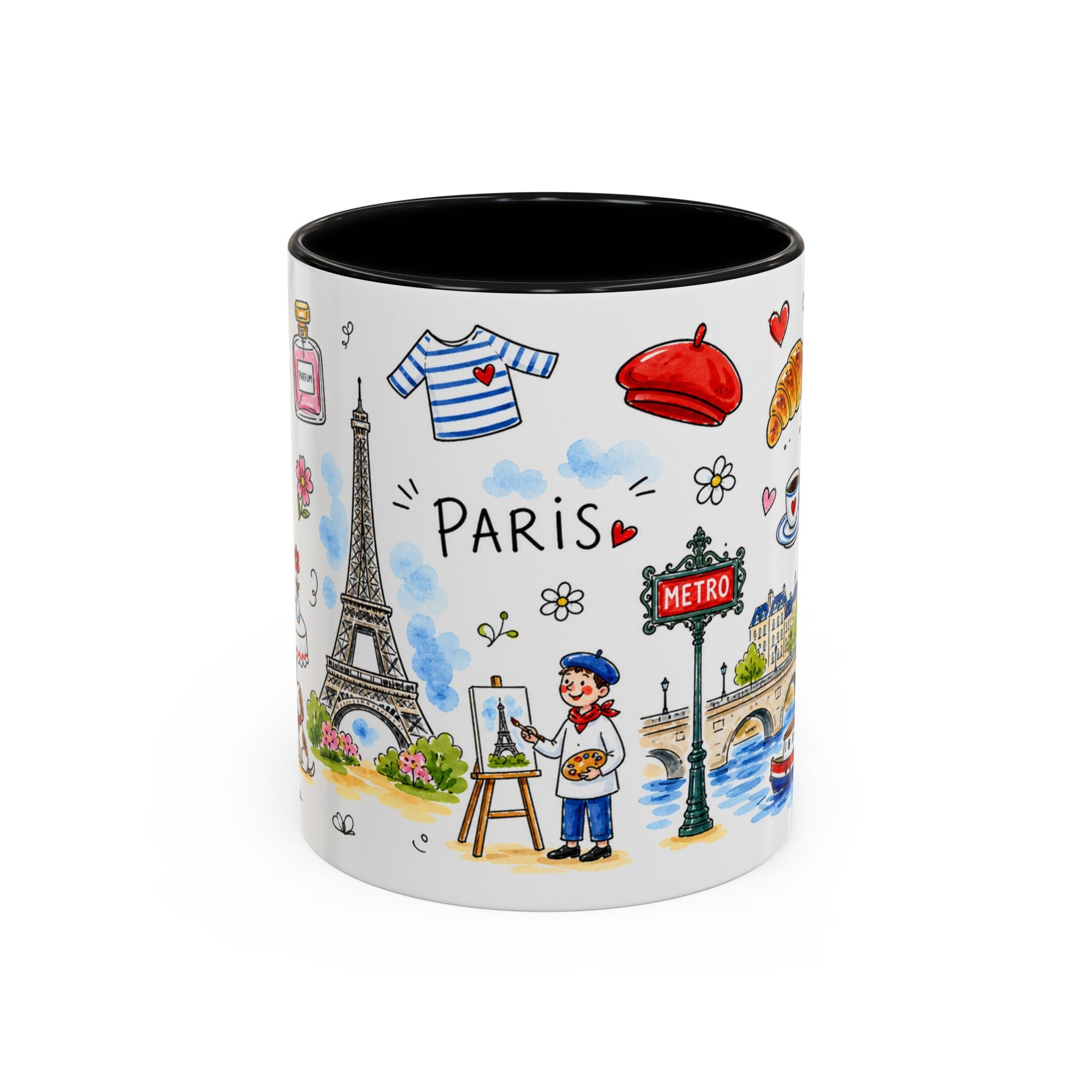 Paris Travel Mug | European City Souvenir Accent Coffee Mug | 11oz 15oz Ceramic Cup