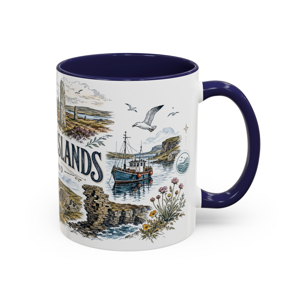 Orkney Islands Mug, Scotland Travel Souvenir, Bucket List Gift, Accent Ceramic Coffee Mug 11oz 15oz