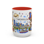 Nashville Illustrated Travel Mug | City Souvenir Accent Coffee Mug | 11oz 15oz Ceramic Cup