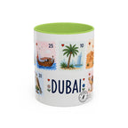 Dubai Coffee Mug | Postage Stamp Collage Mug | Travel Souvenir Accent Cup 11oz 15oz