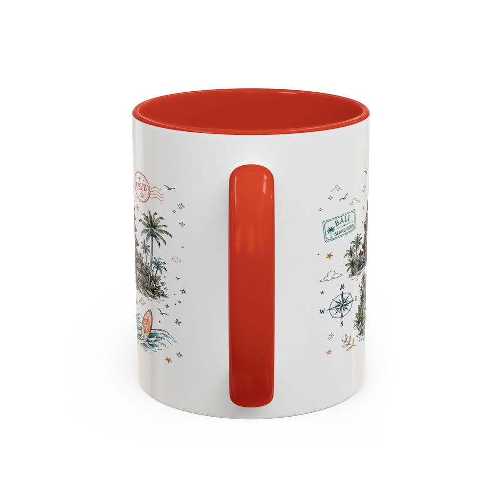 Bali Coffee Mug | Indonesia Souvenir Travel Gift | Accent Color Ceramic 11oz 15oz